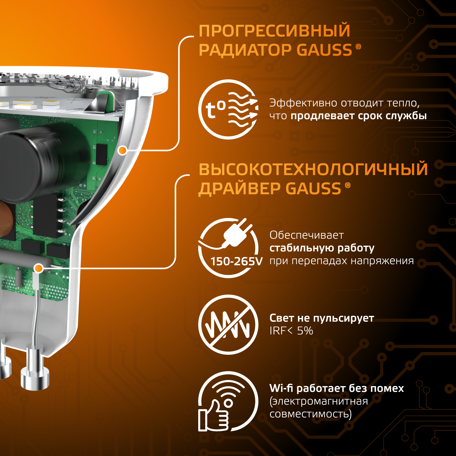 Светодиодная лампа Gauss MR16 7Вт 150-265В 2700K-3000К GU10