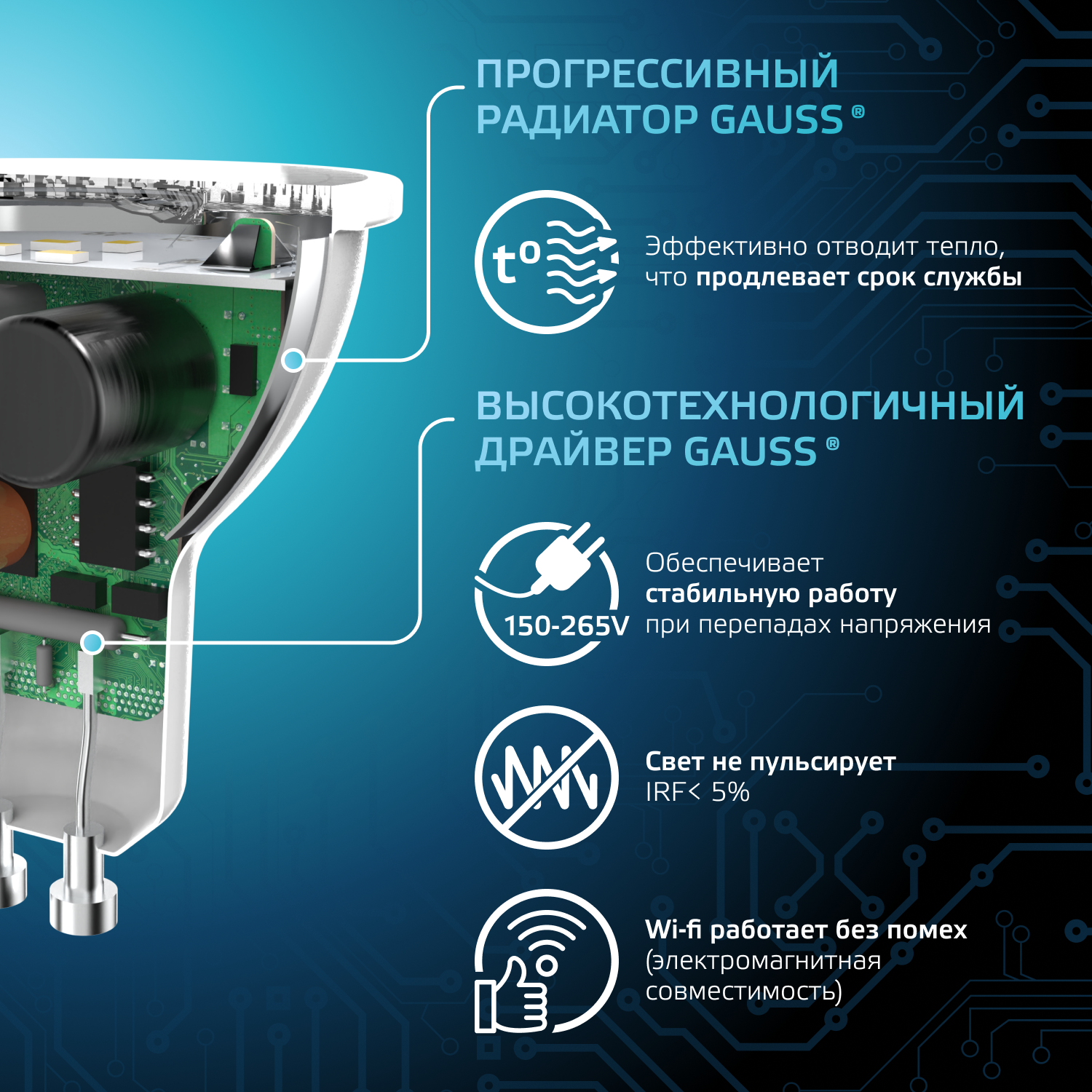 Светодиодная лампа Gauss MR16 7Вт 150-265В 4100K GU10