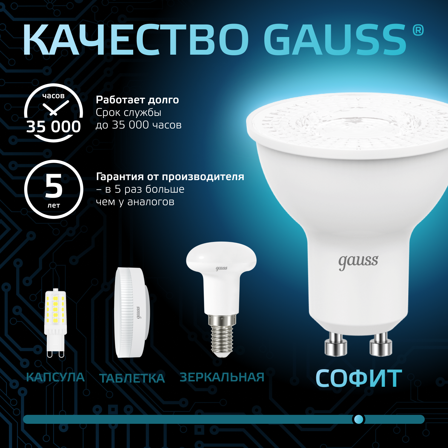 Светодиодная лампа Gauss MR16 7Вт 150-265В 4100K GU10