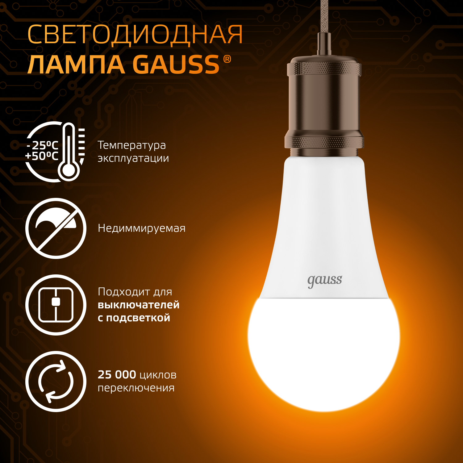 Светодиодная лампа Gauss A70 22Вт 150-265В 3000K E27