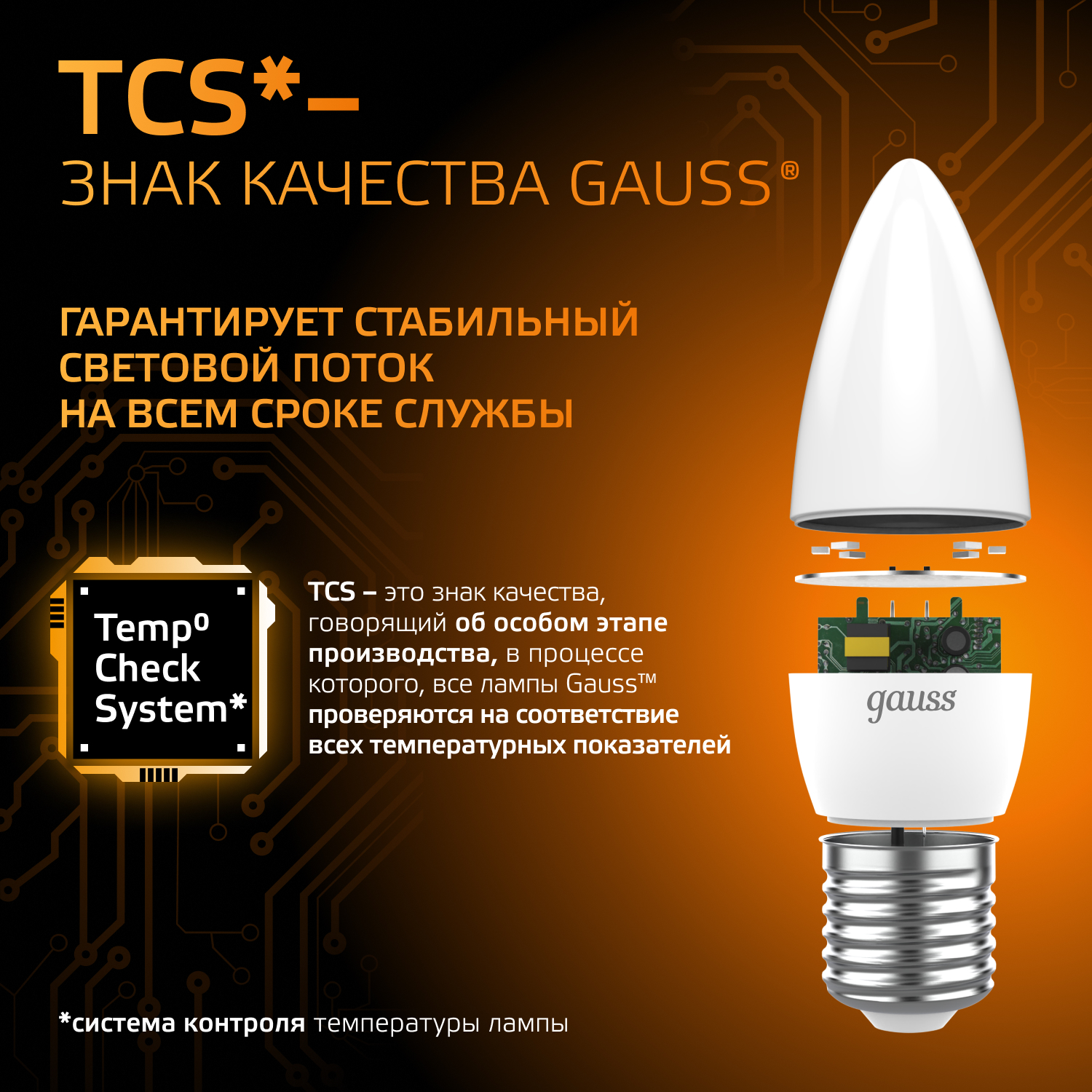 Светодиодная лампа свеча Gauss Candle С37 9.5Вт 150-265В 3000К E27