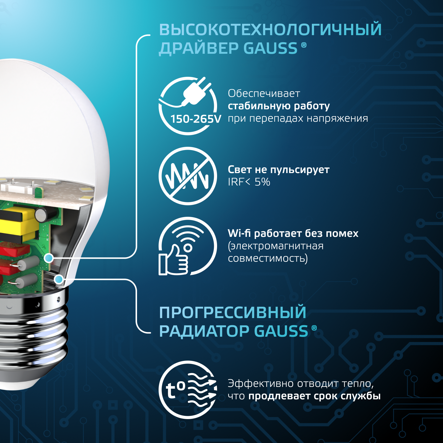Светодиодная лампа "шарик" Gauss Globe G45  9.5Вт 150-265В 4100K E27