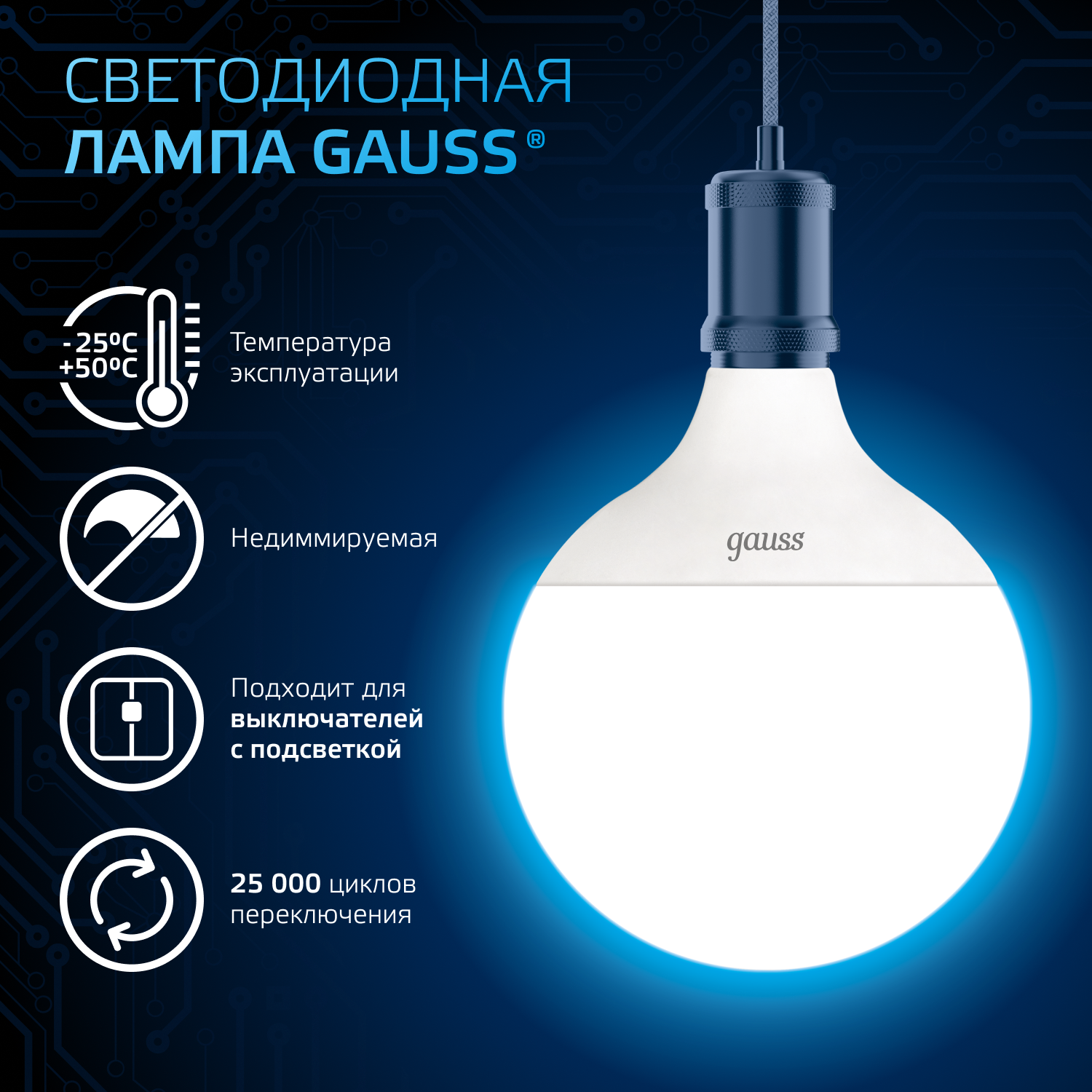 Светодиодная лампа Gauss 22Вт 150-265В 6500K E27