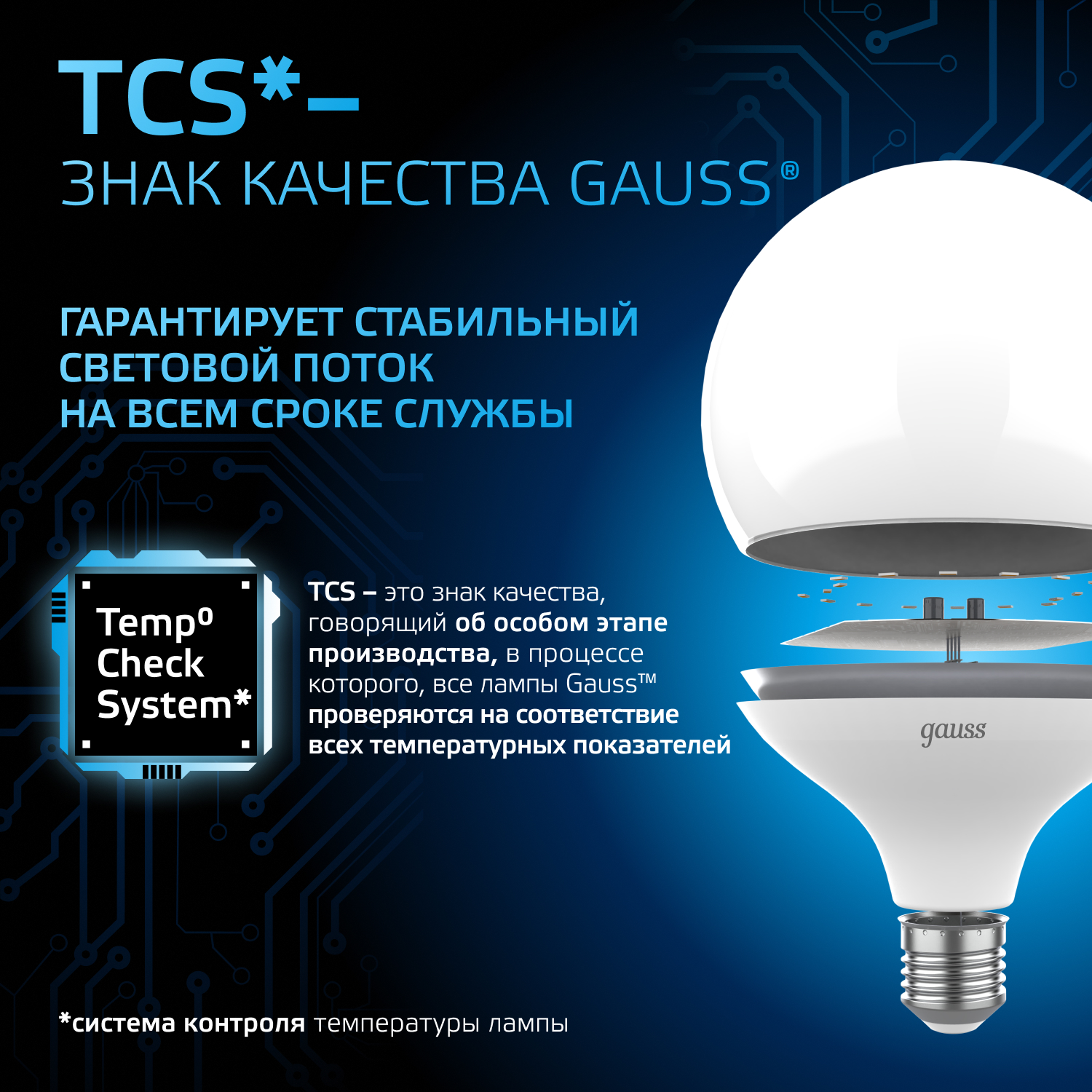 Светодиодная лампа Gauss 22Вт 150-265В 6500K E27