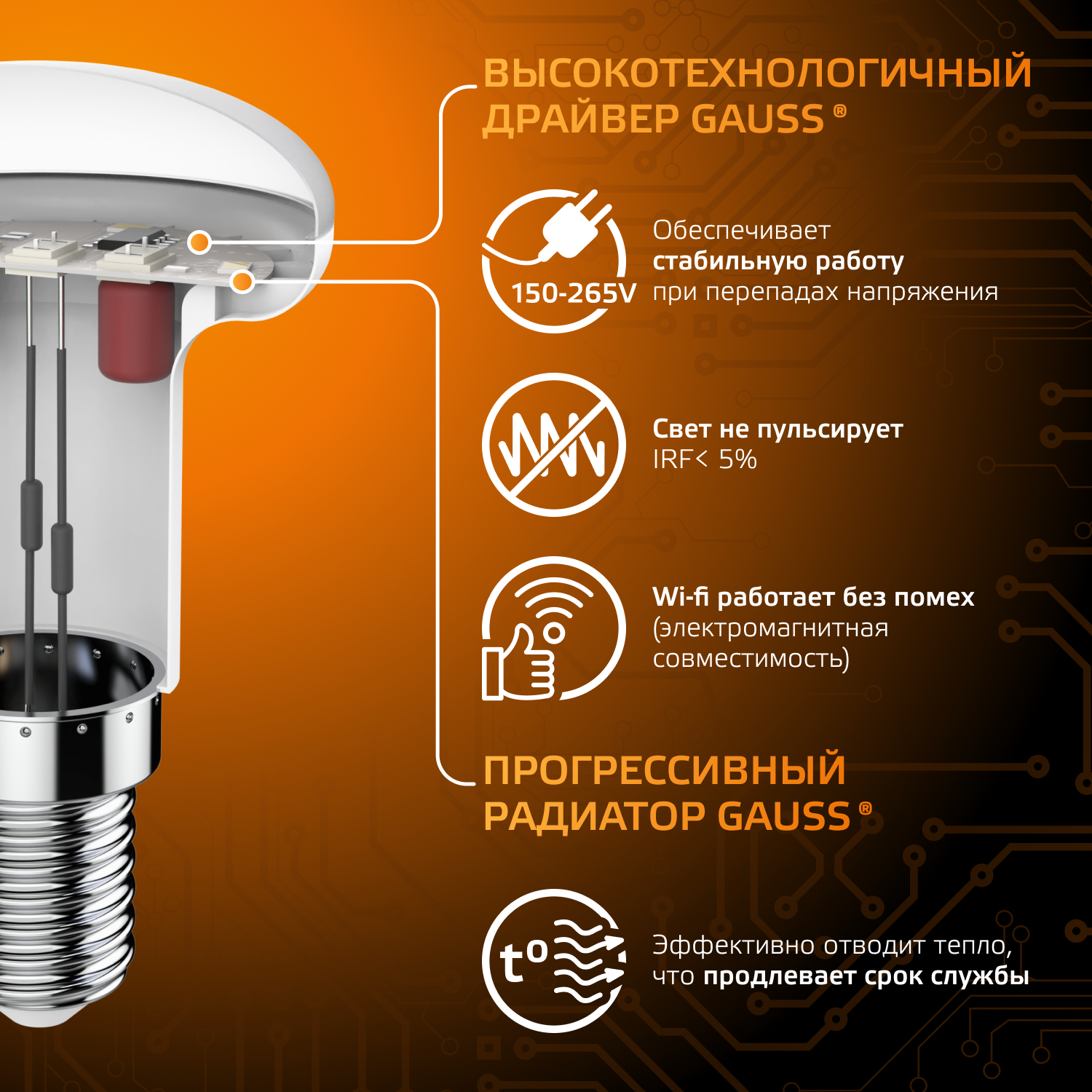 Светодиодная лампа Gauss R39 4Вт 150-265В 2700K E14