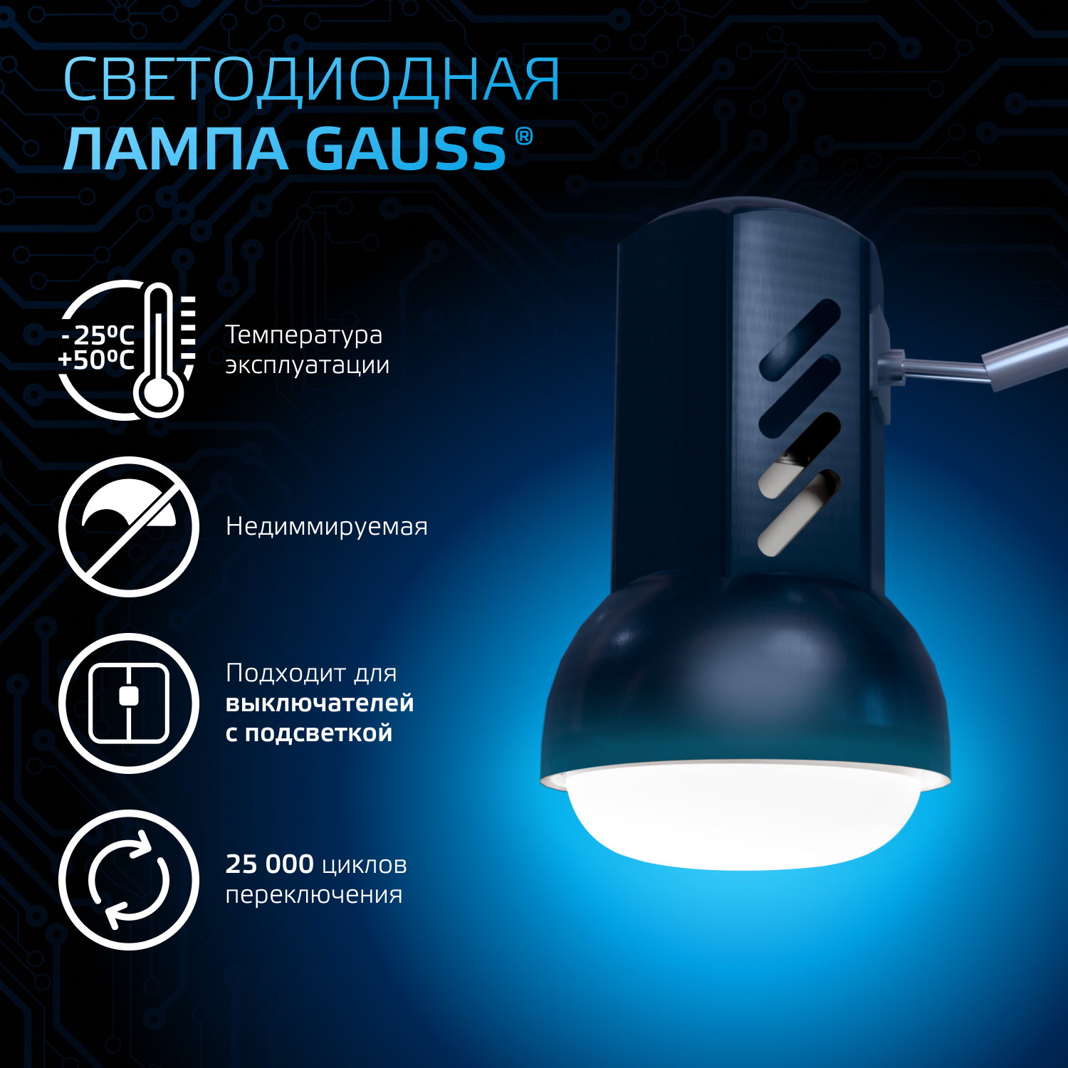 Светодиодная лампа Gauss R50 6Вт 150-265В 6500K Е14