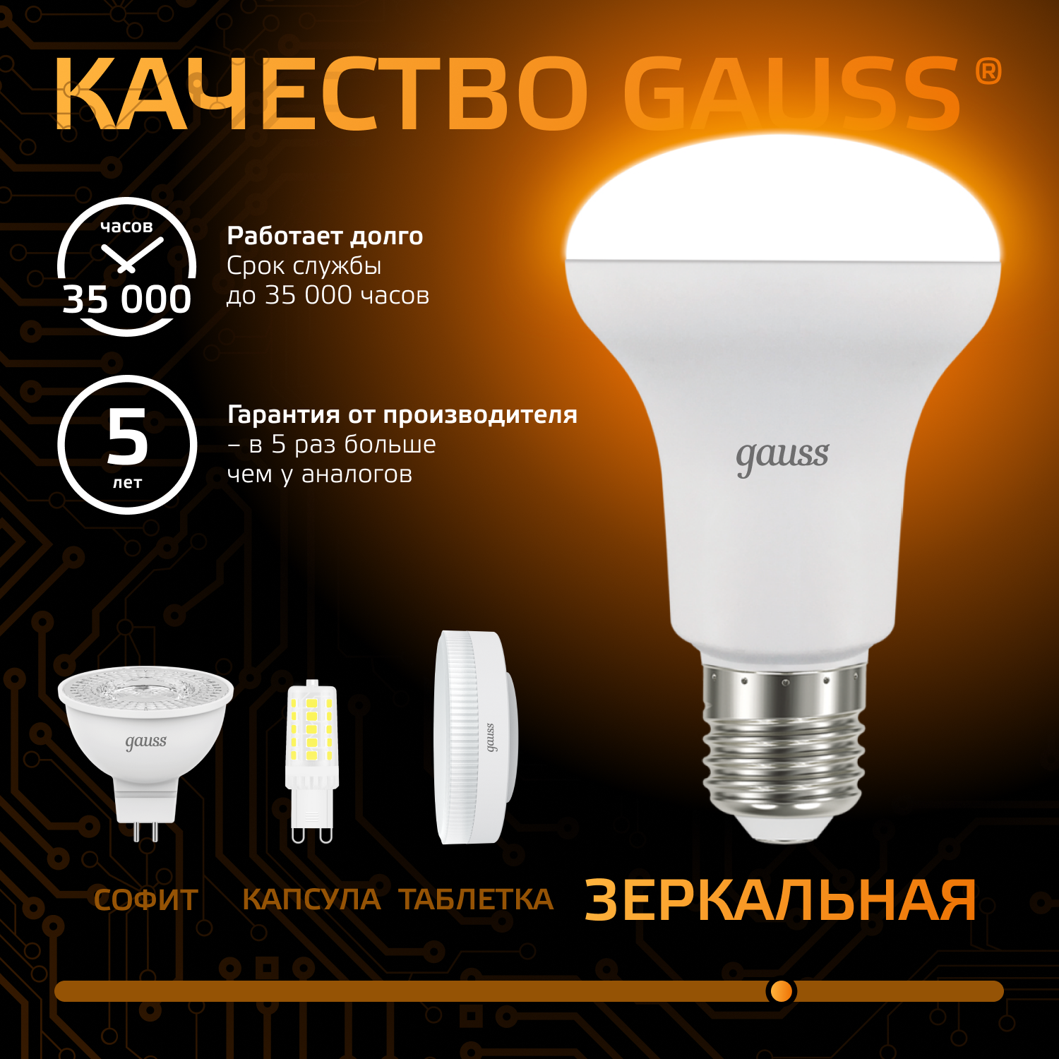 Светодиодная лампа Gauss R63 9Вт 150-265В 2700K/3000К E27