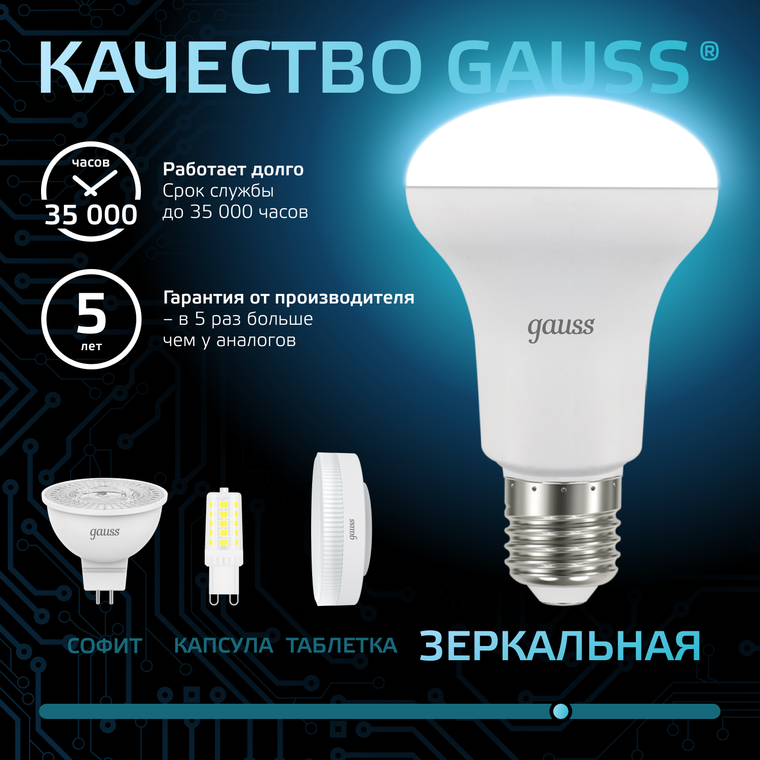Светодиодная лампа Gauss R63 9Вт 150-265В 4100K E27
