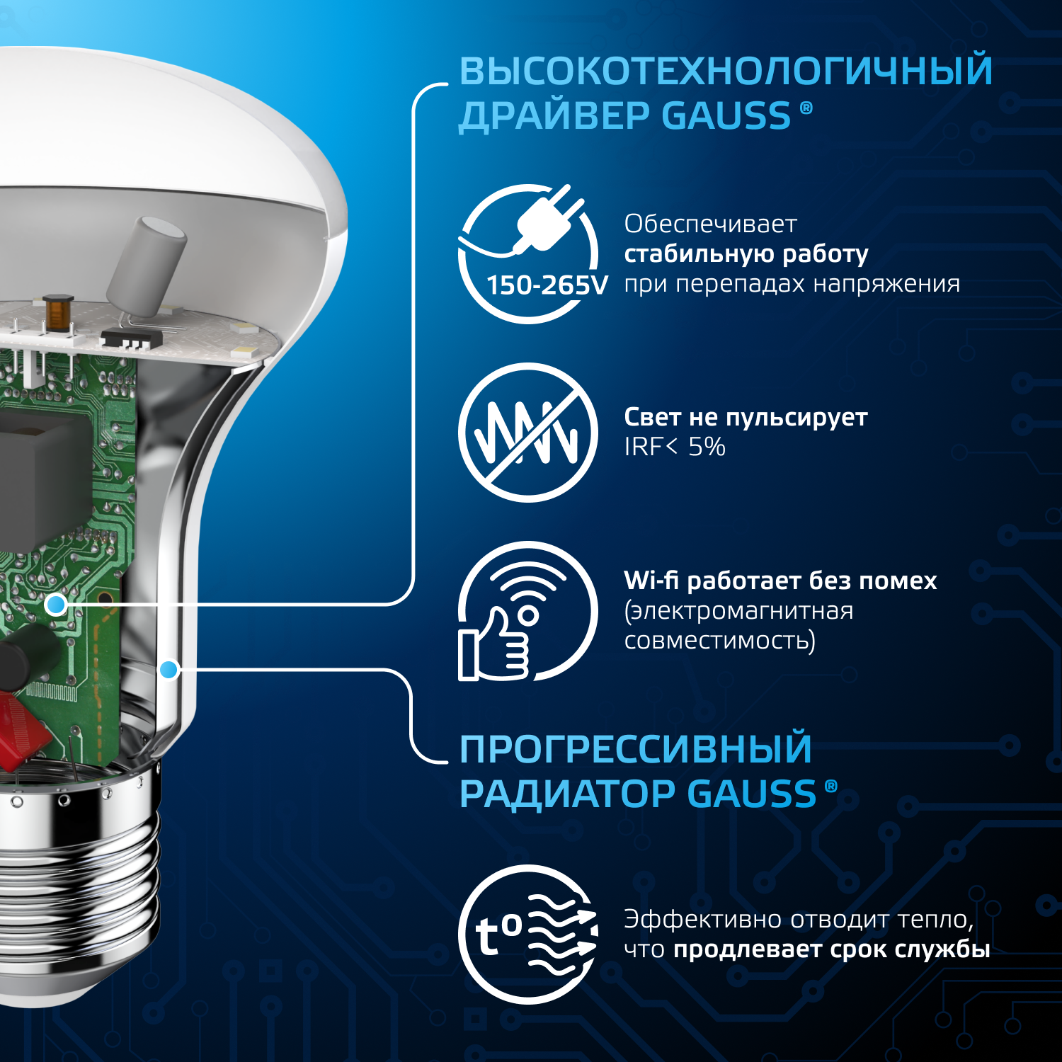 Светодиодная лампа Gauss R63 9Вт 150-265В 6500K E27