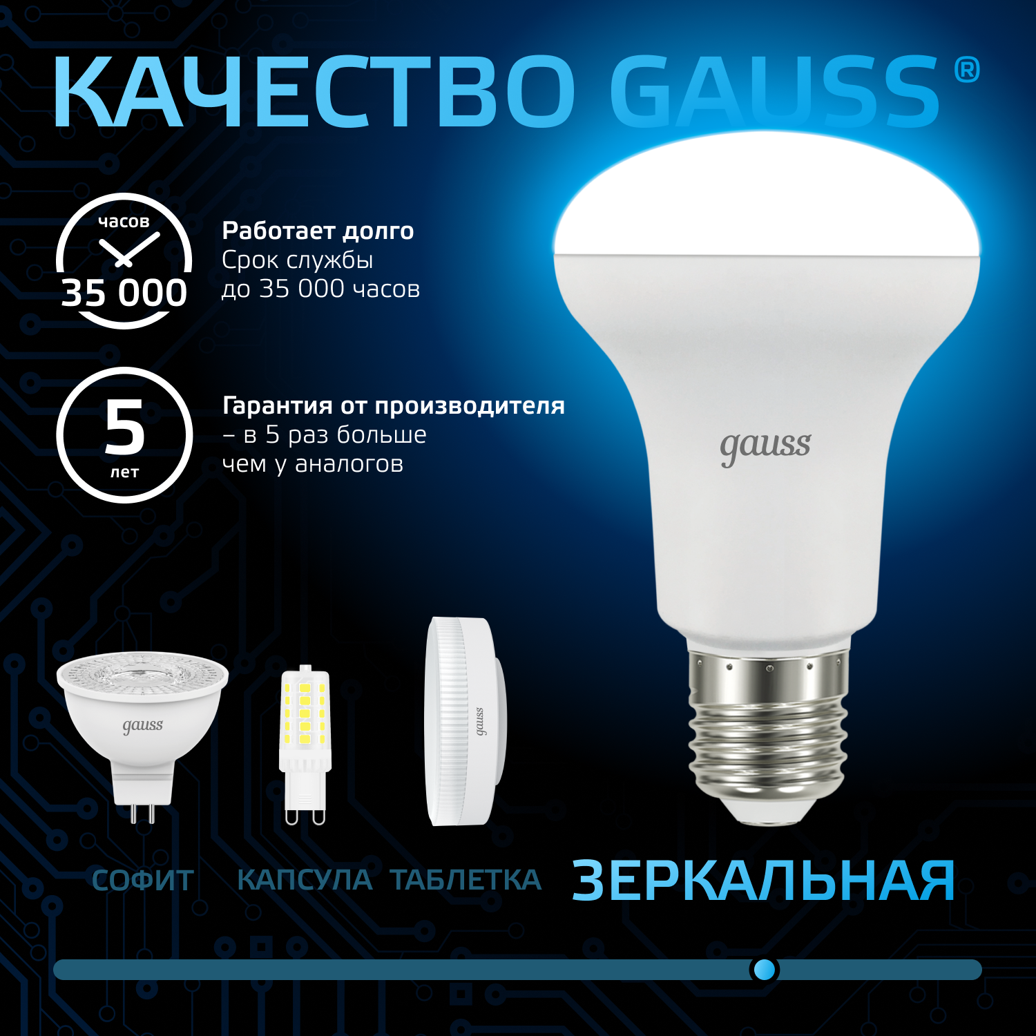 Светодиодная лампа Gauss R63 9Вт 150-265В 6500K E27