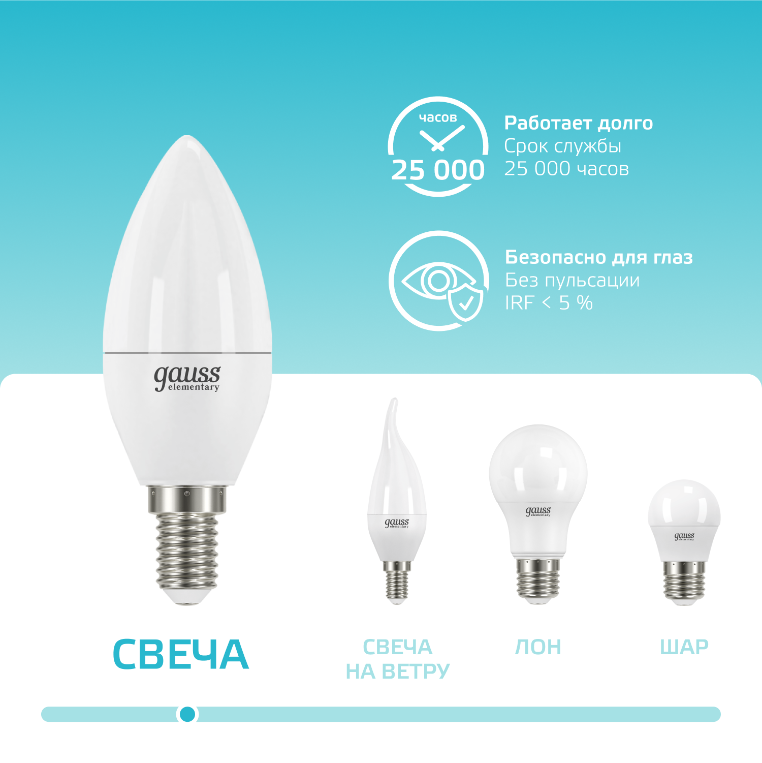 Светодиодная лампа свеча Gauss Candle С37 8Вт 150-265В 4100K E14