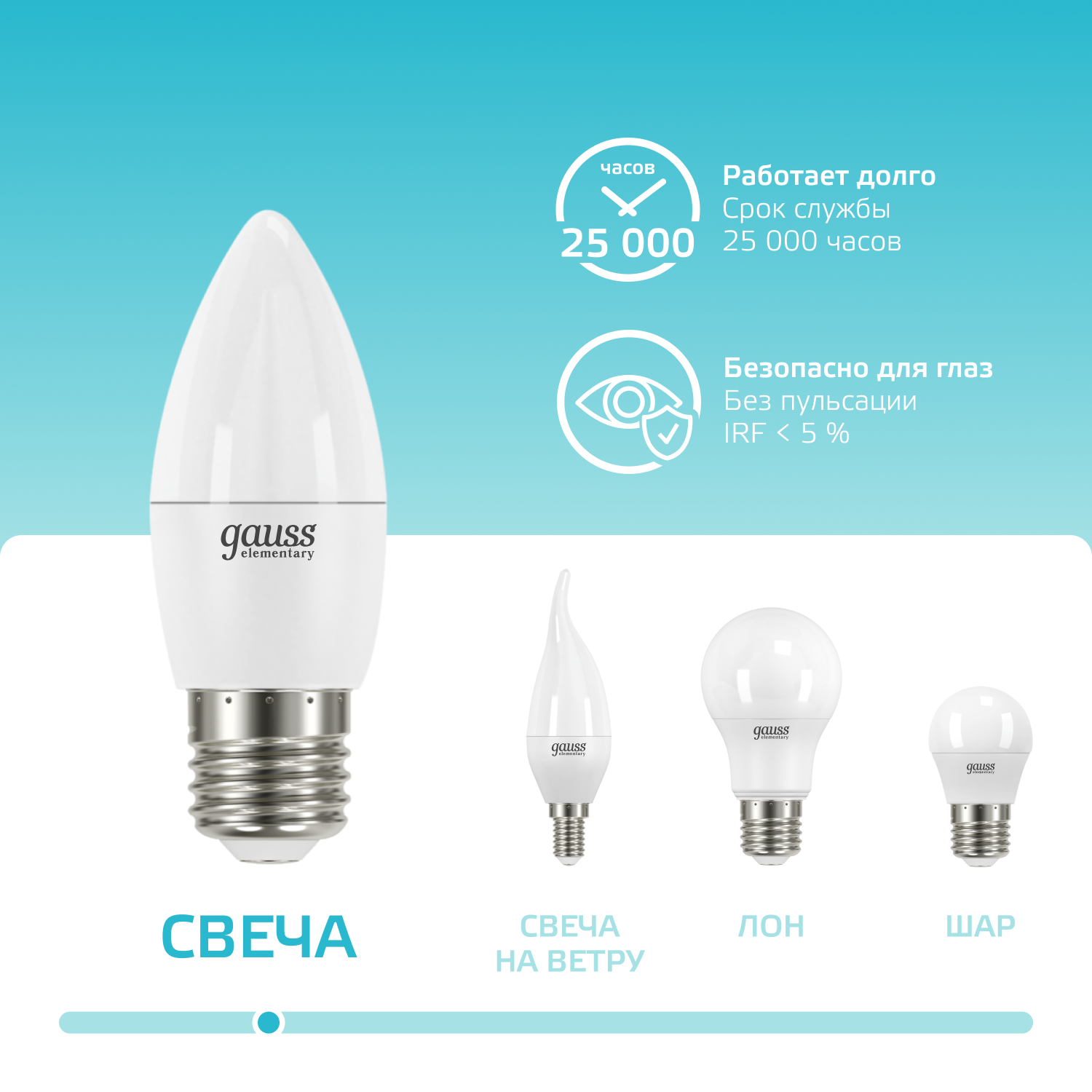 Светодиодная лампа свеча Gauss Candle С37 6Вт 150-265В 4100K E27