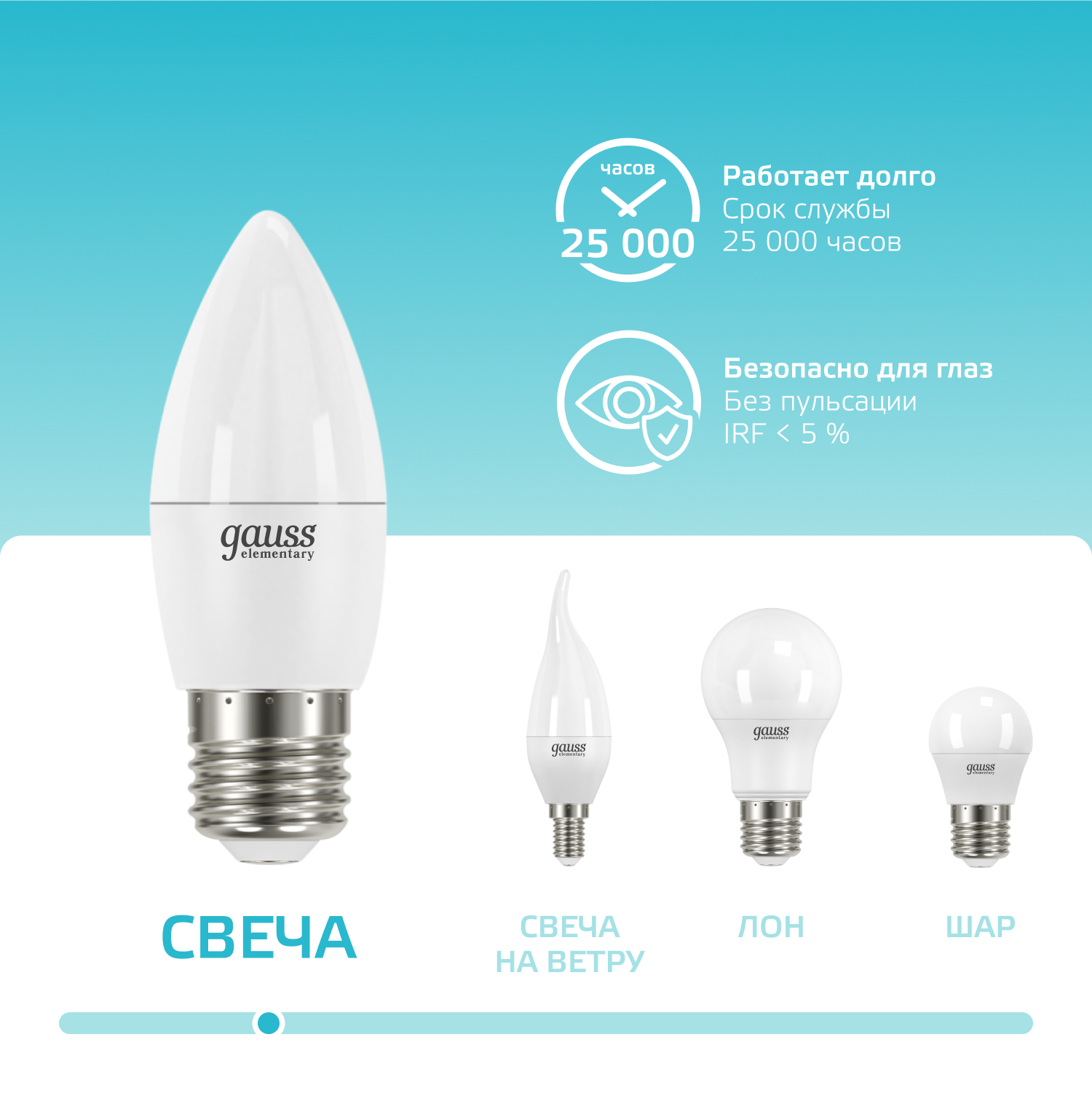 Светодиодная лампа свеча Gauss Candle С37 8Вт 150-265В 4100K E27