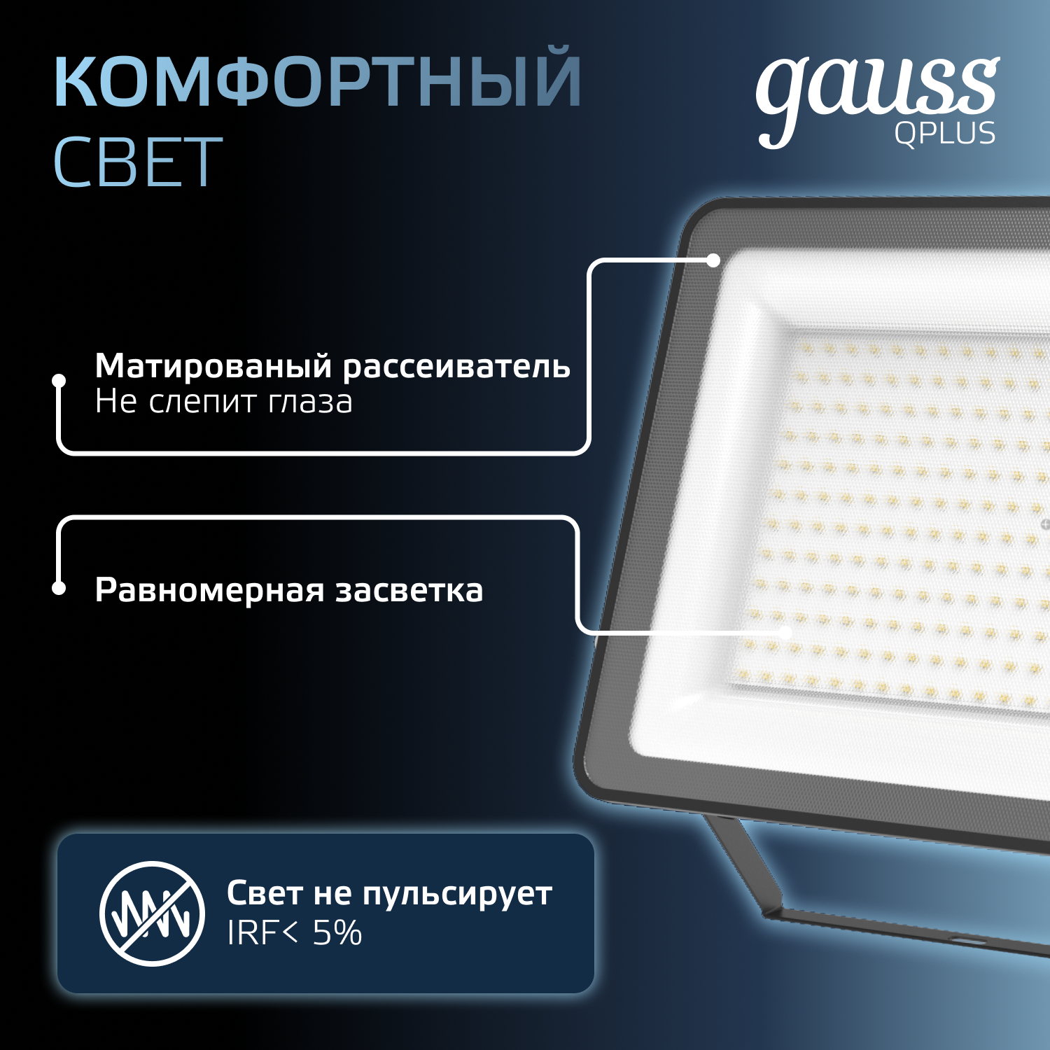 Прожектор светодиодный Gauss 200Вт  6500К  24000Лм  IP65  330x273x76мм черный